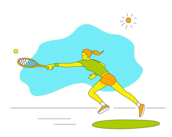 Chica Jugando Tenis Ilustración Vectorial Estilo Plano Aislado Sobre Fondo — Archivo Imágenes Vectoriales