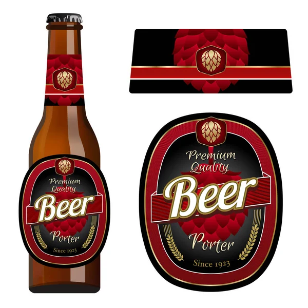 Šablona Štítku Piva Štítkem Krku Porter Beer Vektorová Ilustrace Royalty Free Stock Vektory