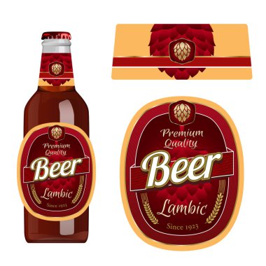 Beer label template with neck label. Lambic beer. Vector Illustration. clipart