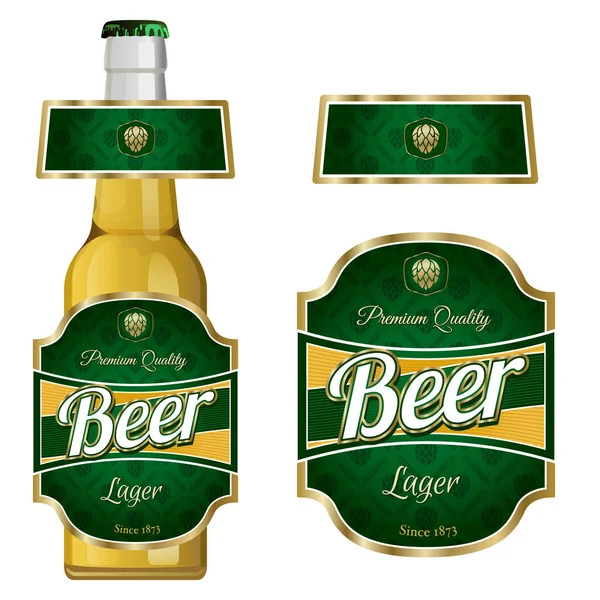 Boyun etiketli bira etiketi şablonu. - Bira. Vektör İllüstrasyonu.