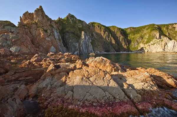 Coastal, sea cliffs at sunset. — Stock Photo, Image