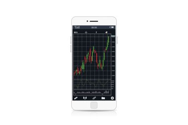 Ekran siyah akıllı telefon üzerinde hisse senedi grafiği.