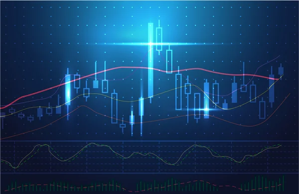 Gráficos de valores vectoriales y análisis de mercado en tema azul . — Vector de stock