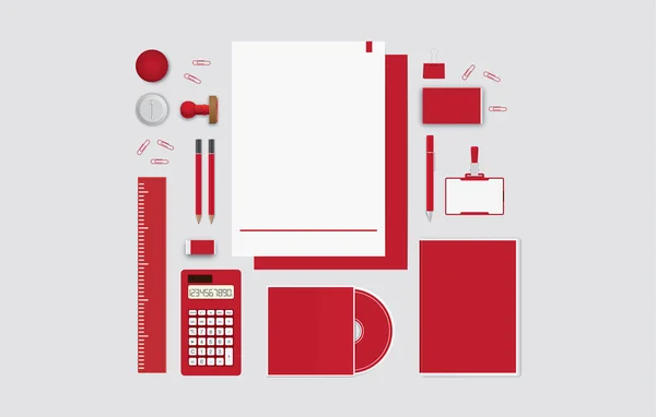 Briefpapier rode thema ideaal voor bedrijfsidentiteit. — Stockvector