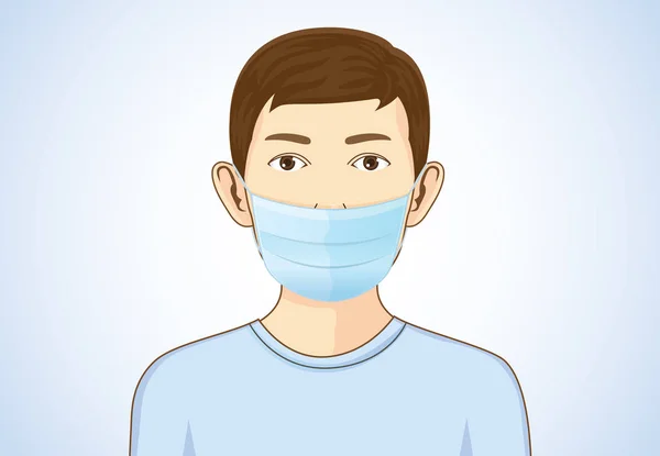 Boy wearing breath mask — Stock Vector