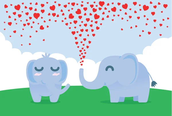 Respiro di elefante è molti forma di cuore . — Vettoriale Stock