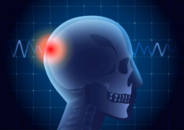 Belsejében emberi fej van egy piros jel. — Stock Vector