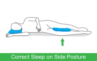 Correct sleep on side posture. vector Correct sleep on side posture. vector