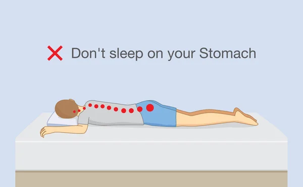 Don't sleep on your stomach. — Stock Vector