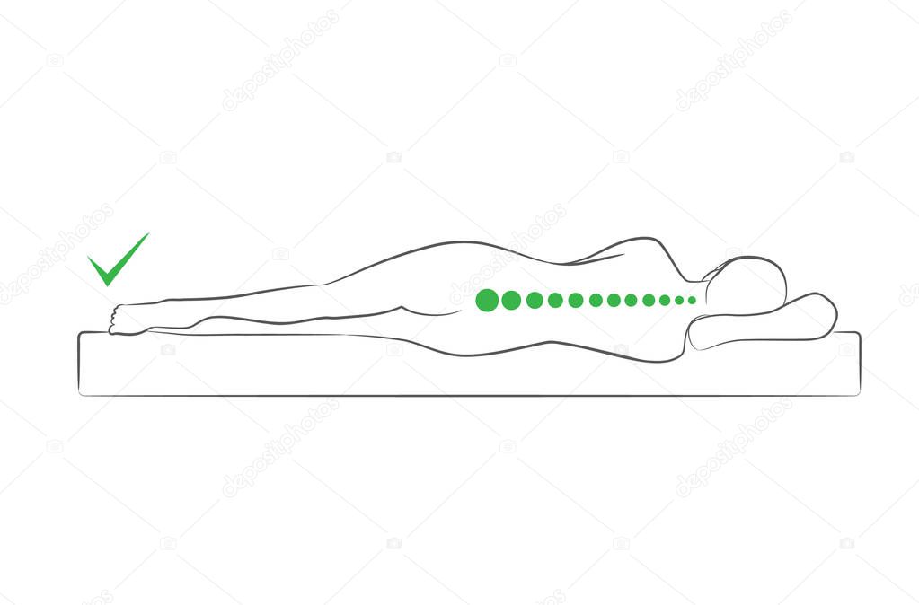 The correct spine alignment when sleeping by on the side sleeping position.