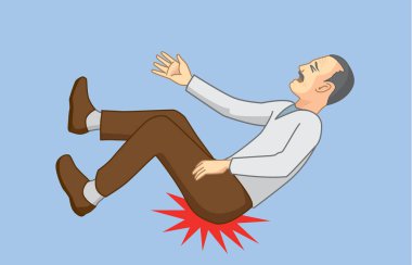 Senior with falling accidents and hip hit to the ground. vector Senior with falling accidents and hip hit to the ground. vector