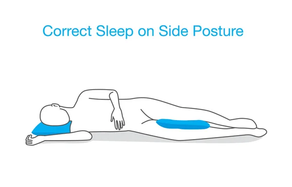Dormindo de um lado com lugar um travesseiro entre joelhos . — Vetor de Stock