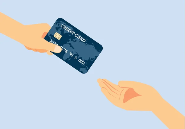 Hand een credit card te geven aan de andere kant. — Stockvector