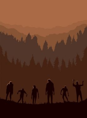 Zombie horde silüeti geceleri mezarlık dışarı çıkmadan yapıldı..