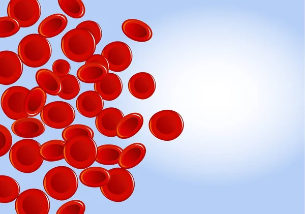 Red blood cells on blue background. — Stock Vector