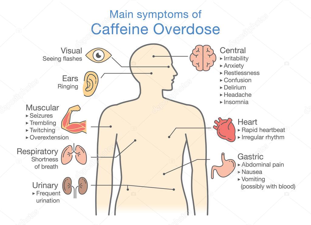 Main symptoms of Caffeine Overdose.