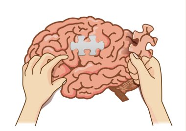 El beyin puzzle.train tamamlamak için boş kanalda Jigsaw son parçası yapıştırın