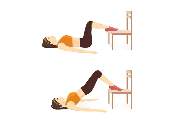 Oman Faire Exercice Avec Hip Raise Avec Deux Jambes Sur — Image vectorielle