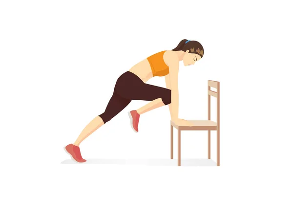 Femme Bonne Santé Faisant Entraînement Cardio Maison Par Posture Alpiniste — Image vectorielle