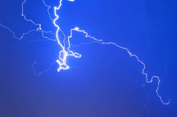 Lightning electricity sky night thunderstorm weather storm — Stock Photo, Image