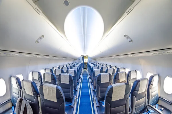 Seats in an airplane aisle — Stock Photo, Image