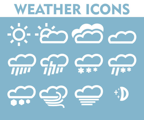 Weather icons set clouds wind gusts of rain hail storm