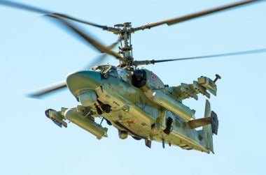 Savaş helikopteri. Rusya, Saint-Petersburg, Haziran 2017.