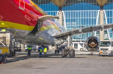 Airbus a330 Hainan Havayolları havaalanı Pulokovo. Rusya. Saint-Petersburg. Temmuz 2017