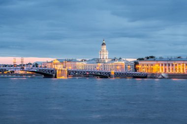 Saint Petersburg Neva nehri geçip Vasilevskiy adanın Kunstkammer Müzesi