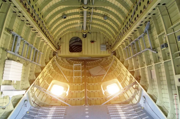 Inside the compartment of a large cargo helicopter — Stock Photo, Image