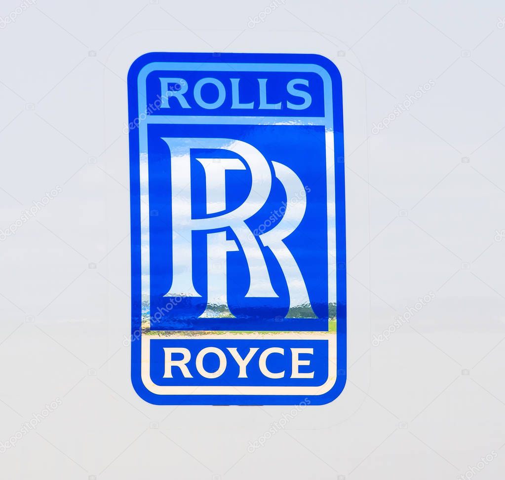 Rolls Royce logo. Russia, Moscow. July 2017