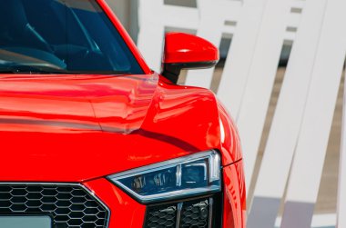 Red car Audi R-8. Russia, Moscow. 19 July 2017 clipart