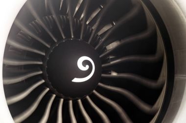 Uçak motoru bıçaklar yolcu uçağı yakın çekim