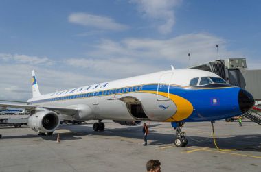 Airbus A321 retro üniforma Lufthansa. Rusya. Saint-Petersburg. 10 Ağustos 2017