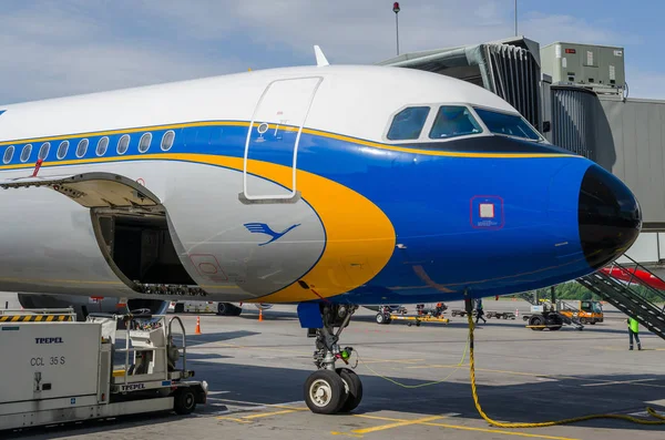 Airbus A321 retro üniforma Lufthansa. Rusya. Saint-Petersburg. 10 Ağustos 2017