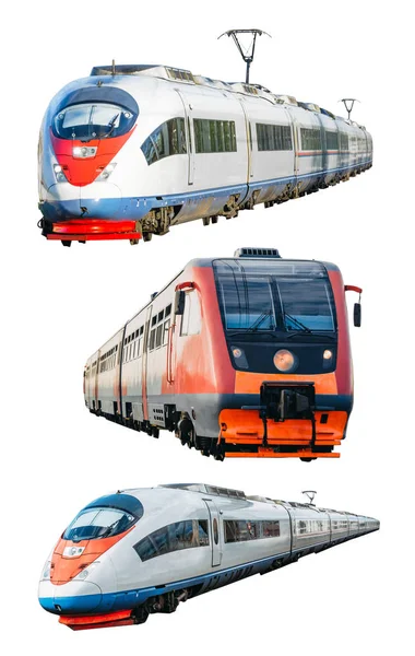 Набор изолированных высокоскоростных поездов — стоковое фото