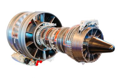 Jet motoru helikopter, türbin beyaz arka plan izole.