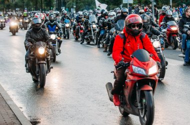 Motosiklet maraton. Saint-Petersburg, Rusya. 07 Ekim. 2017.