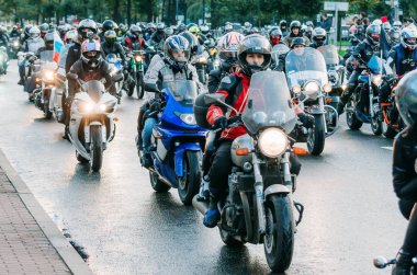 Motosiklet maraton. Saint-Petersburg, Rusya. 07 Ekim. 2017.