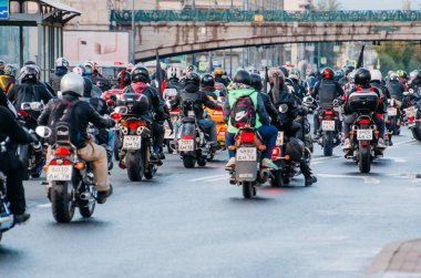Motosiklet maraton. Saint-Petersburg, Rusya. 07 Ekim. 2017.