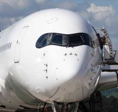 Burun-yolcu ve pilot, uçak kokpit kapat.