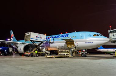Airbus a330krean hava, Havaalanı Pulkovo, Rusya Saint-Petersburg 20 Nisan 2017.