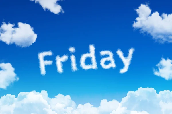 Días de la semana - palabra de nube de viernes con un cielo azul . — Foto de Stock