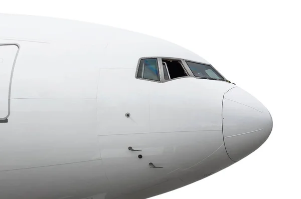 Primer plano aislado gran avión de pasajeros nariz . —  Fotos de Stock