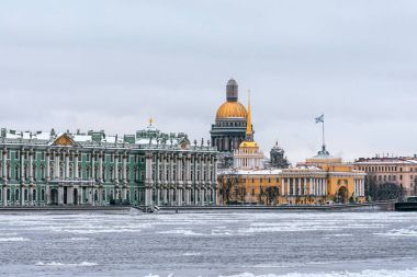 Hermitage, St. Isaac's Katedrali, Admiralty Saint Petersburg kış.