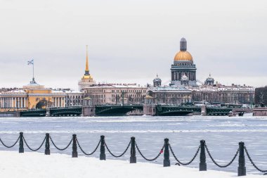 Hermitage, St. Isaac's Katedrali, Admiralty Saint Petersburg kış.
