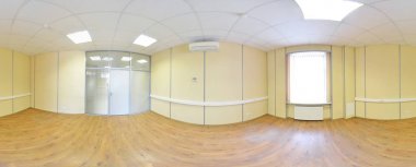 Küresel 360 derece panorama projeksiyon, modern düz daireler iç boş odada panorama.