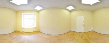 Küresel 360 derece panorama projeksiyon, modern düz daireler iç boş odada panorama.