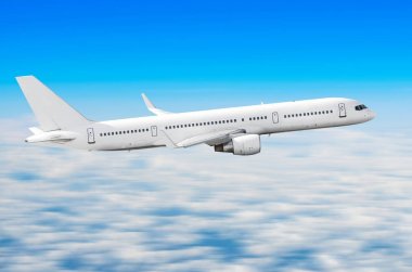 Bulutların üzerinde gökyüzünde uçak uçuş yolculuk güneş yüksekliği