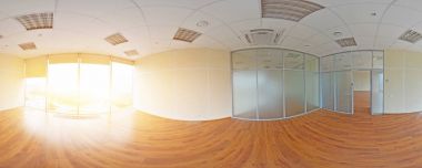 Küresel 360 derece panorama projeksiyon, modern düz daireler iç boş odada panorama.